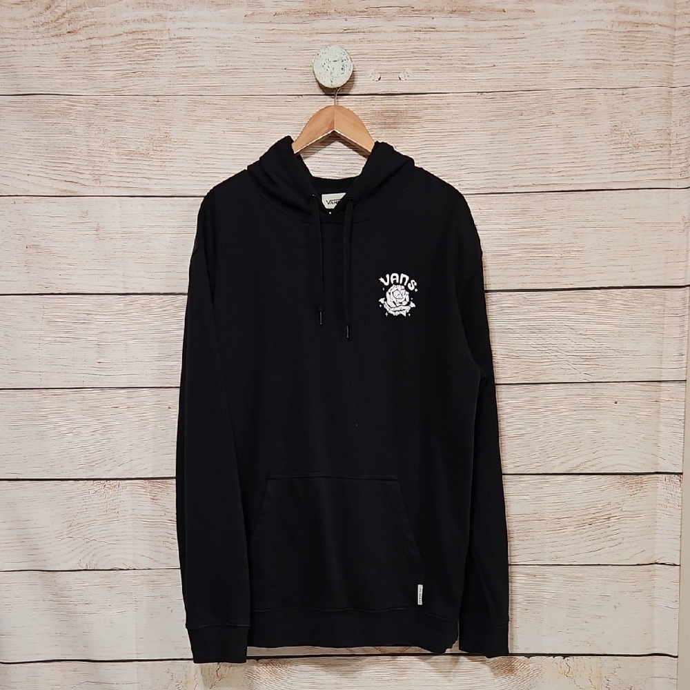 Vans Black Rose Skull Graphic Pullover Hoodie for Men XL